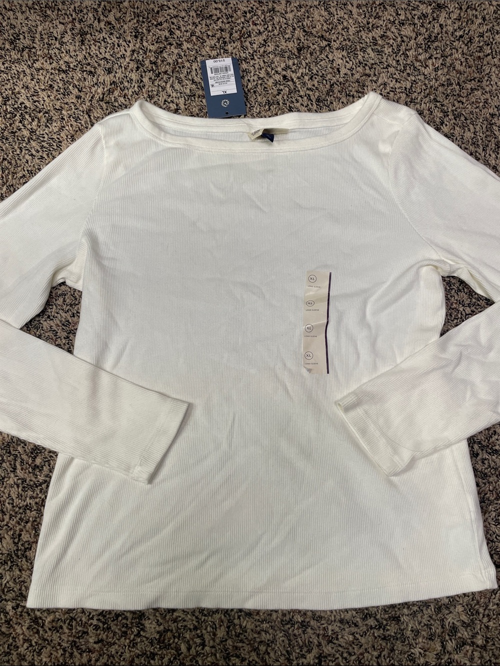 Universal Thread Women's Boatneck White Ribbed Long-Sleeve Top XL NWT